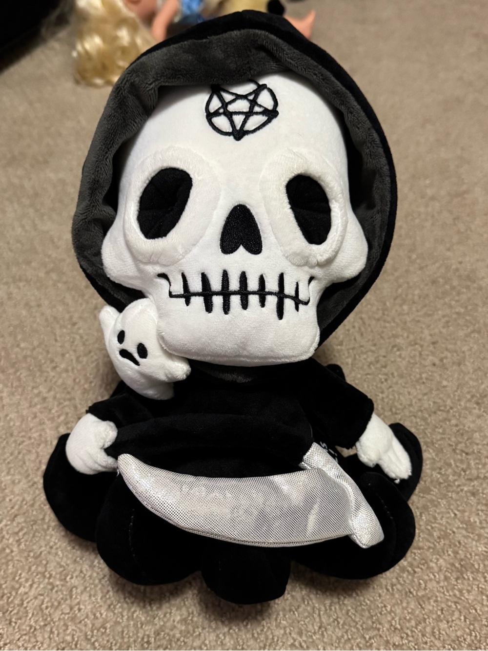 Killstar Kids Plush Grim Reaper Toy - Black and White